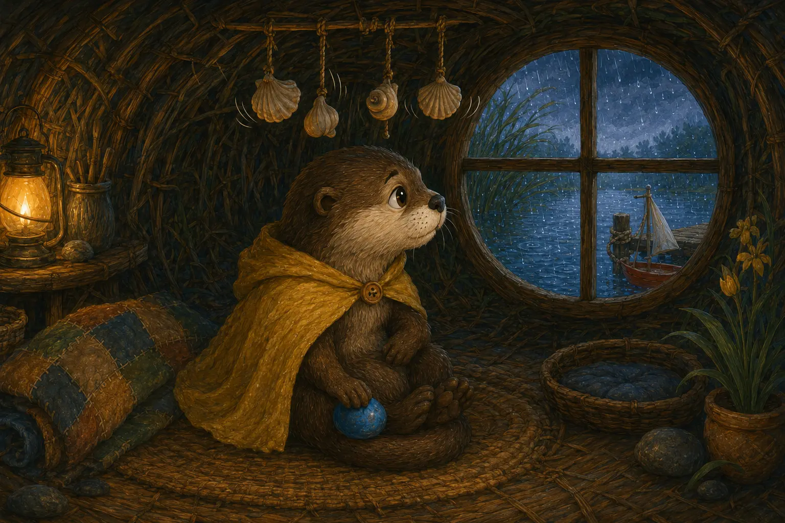 Nori listens carefully to rain, reeds, and swaying shells.