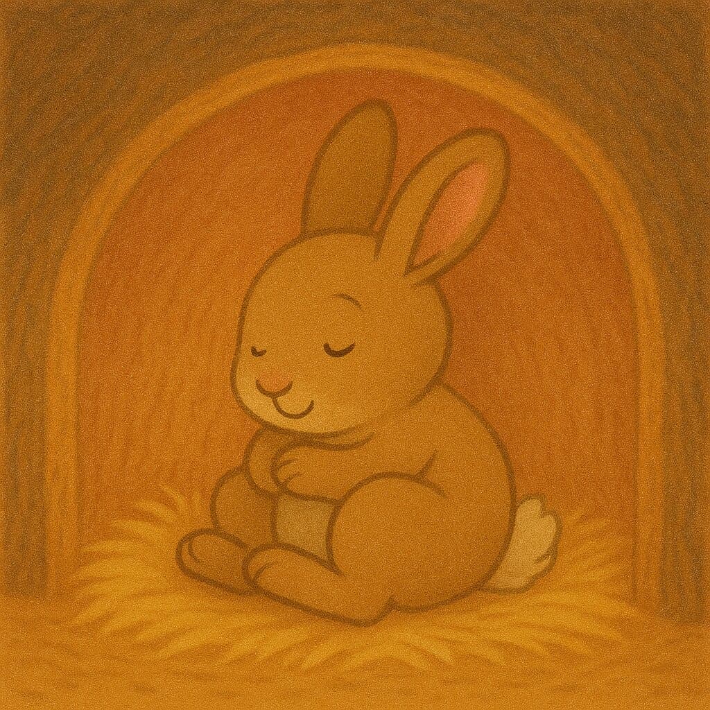 Baby Bunny cuddles up safely inside his burrow.