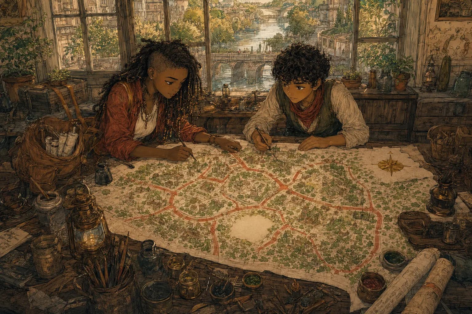 Ivo and Seli create a new living map together as its golden arrow points north